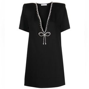 NWT AREA Crystal Deep V Mini Dress